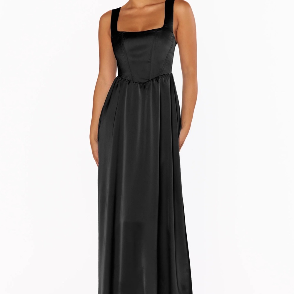Nina Maxi Dress ~ Black Luxe Satin